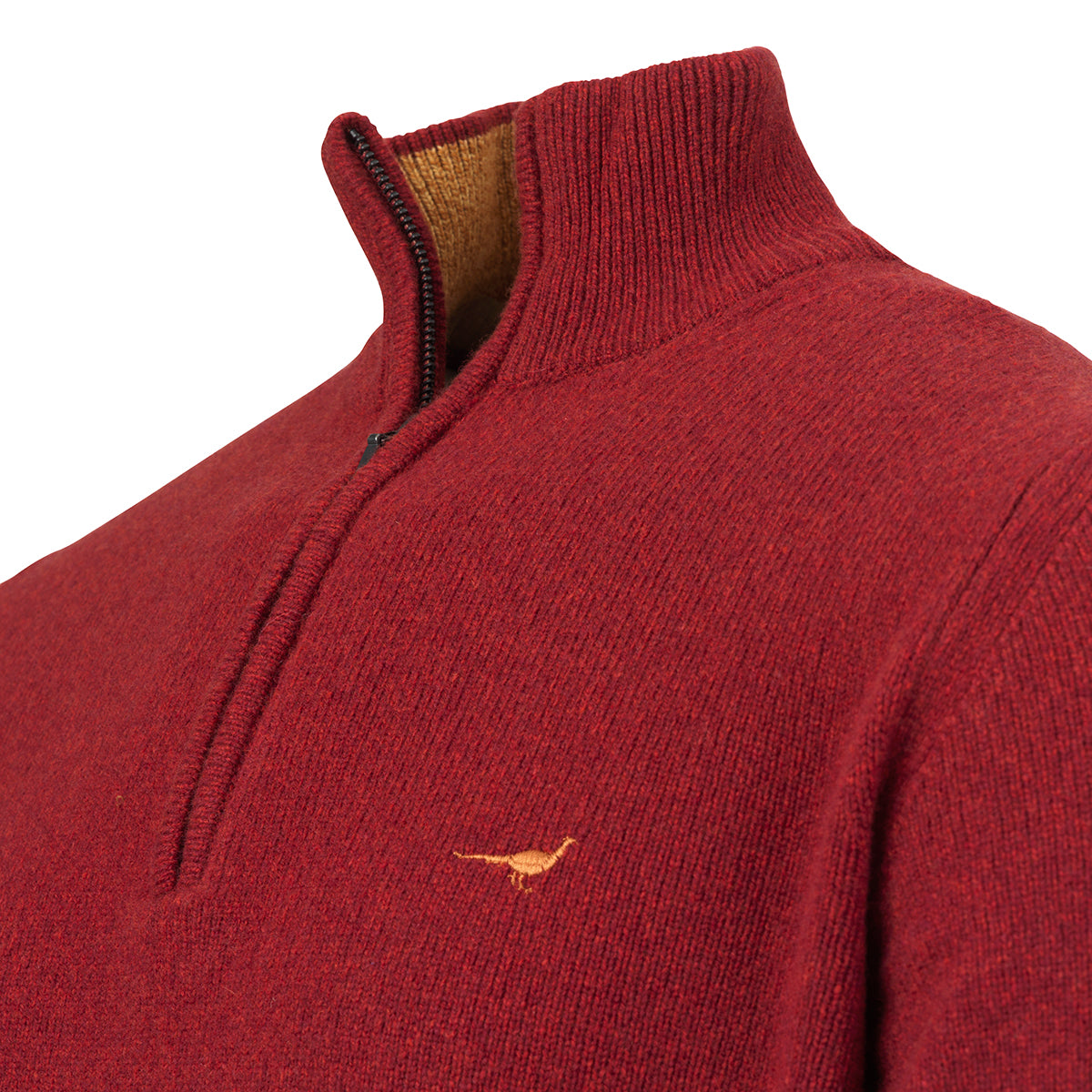 Brompton Reißverschluss-Pullover aus Lammwolle – Weinrot