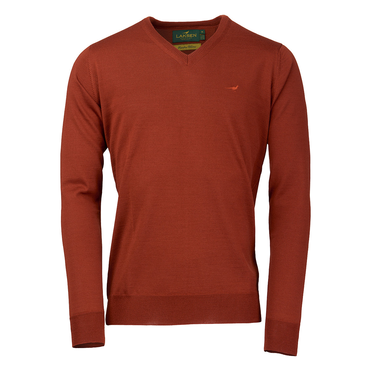 Sussex V-neck Merino Sweater – Burnt Orange