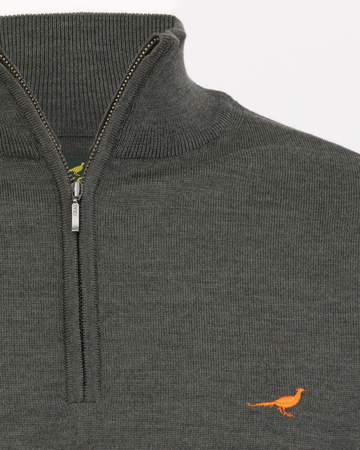 Norfolk zip-neck merino sweater - loden green