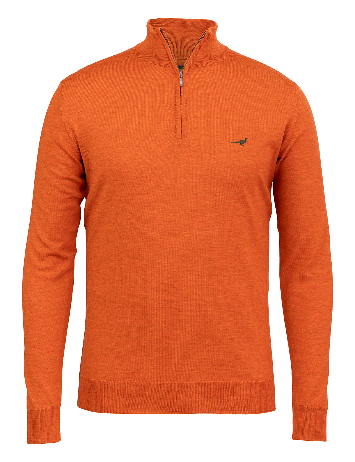 Norfolk Zip Neck Merino Sweater - Orange