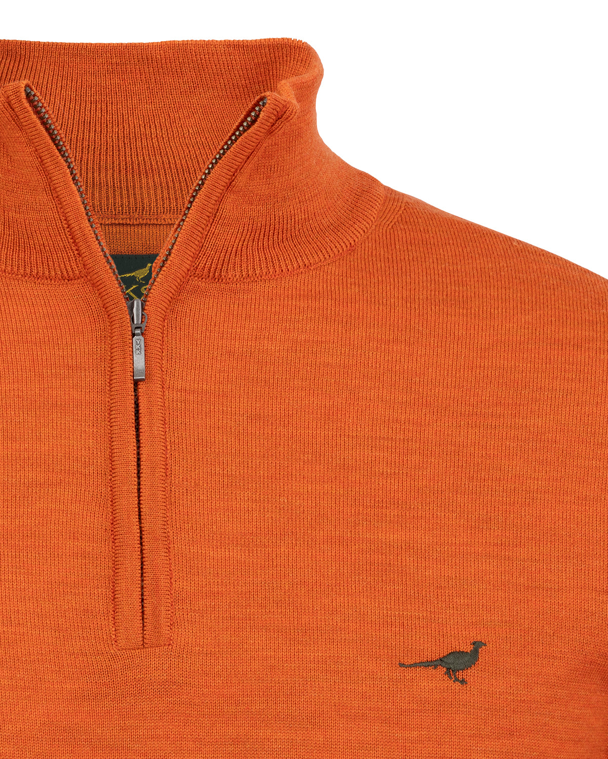 Norfolk Zip Neck Merino Sweater - Orange