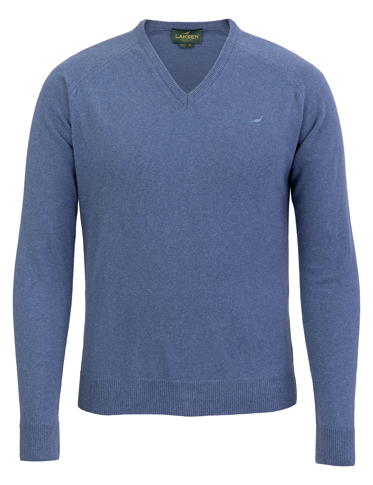 Trent V-neck Lambswool Sweater - Loch blue