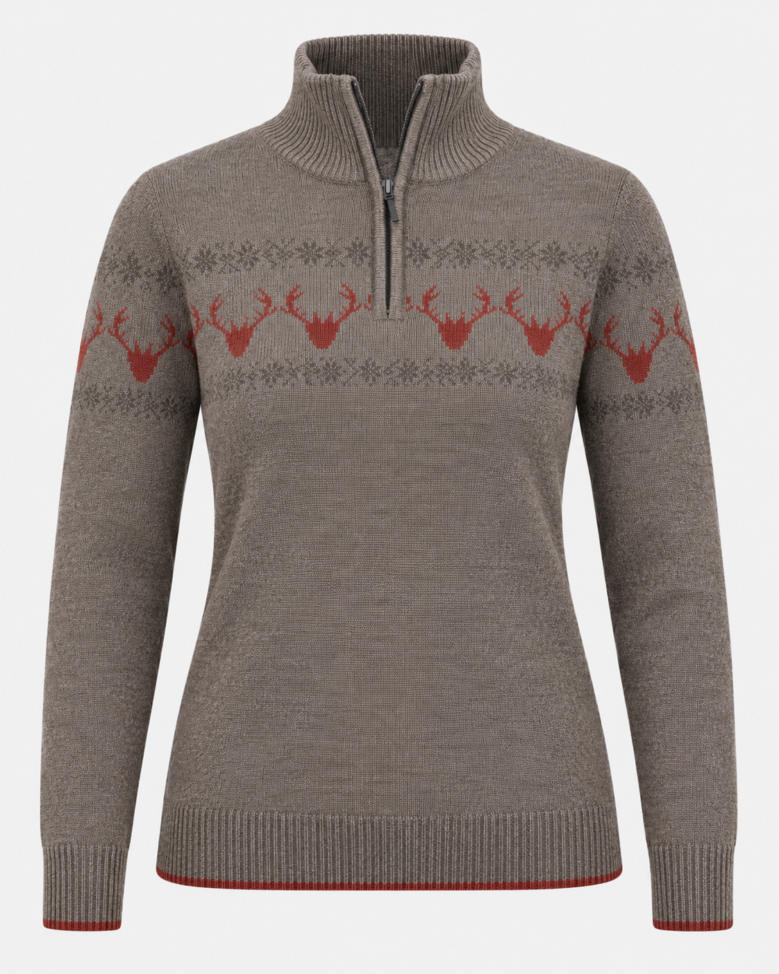 Damen Deer Jacquard - Lammwolle sweater