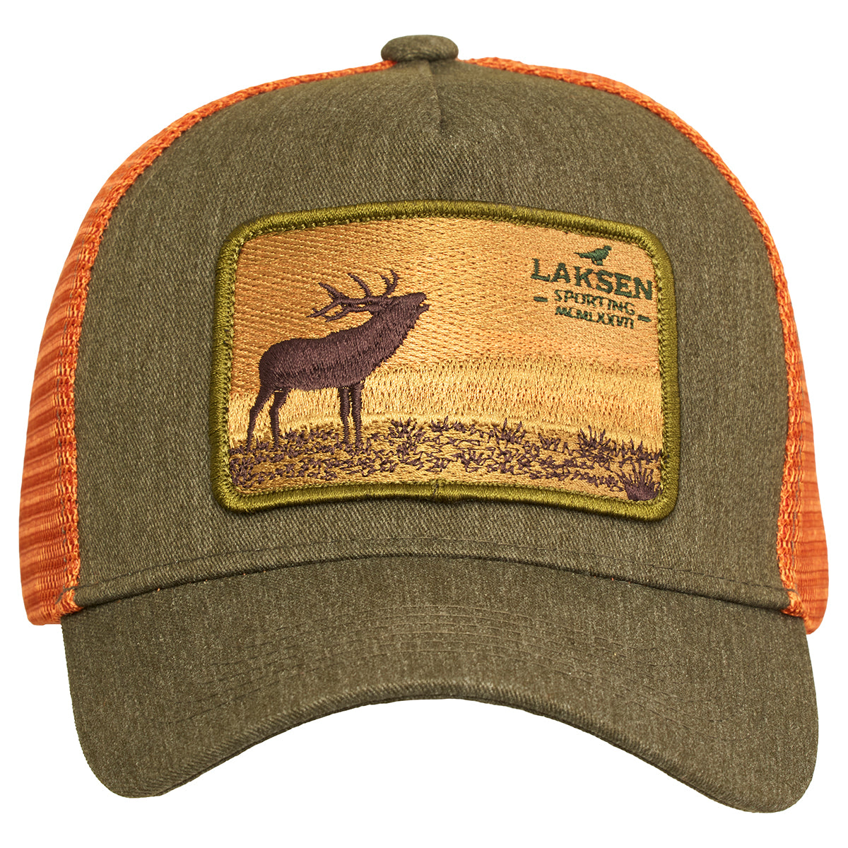 Deer Horizon cap olive burnt orange mesh