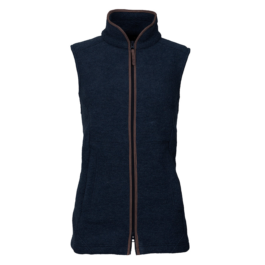 Wool Fleece Women's Fleece Gilet With Leather Trim Pentland