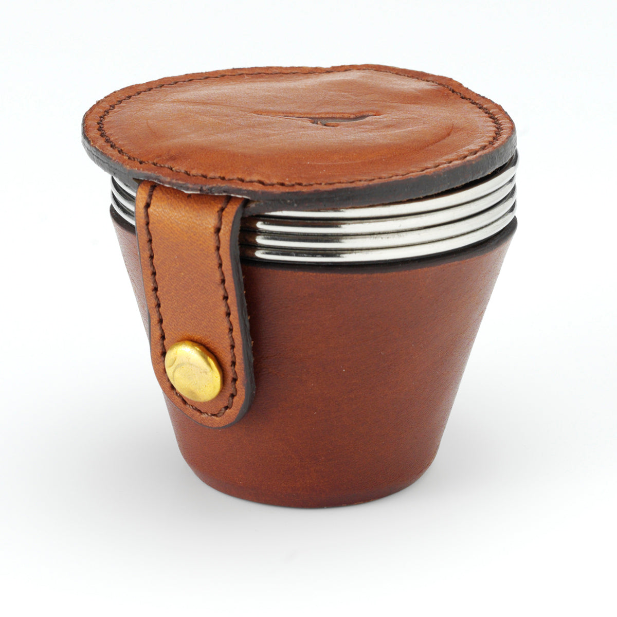 4 Cups in Leather Carrier - Chocolate