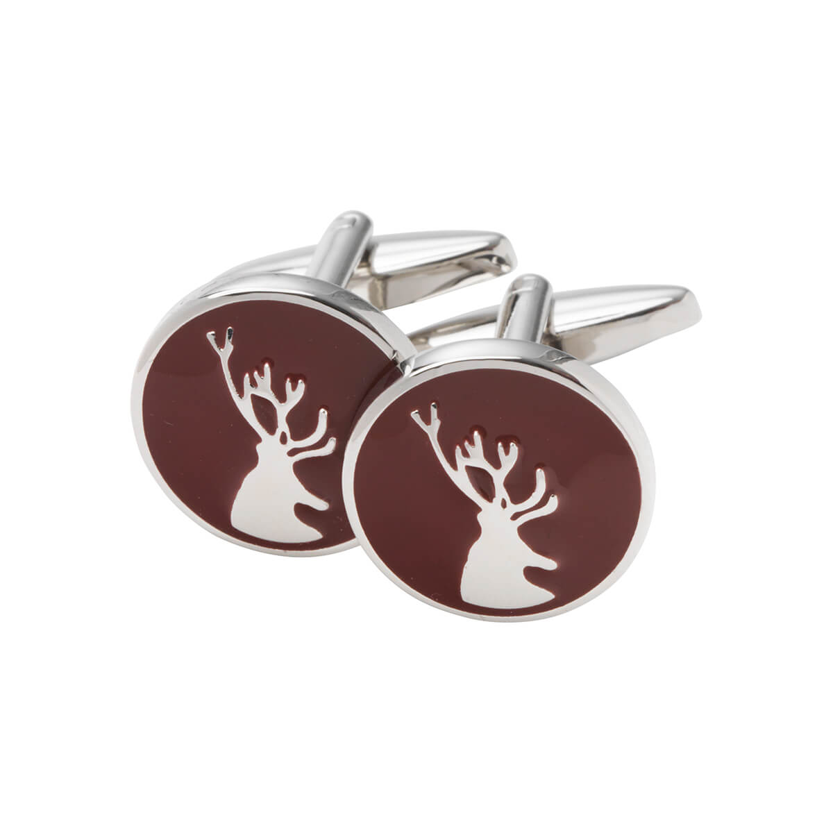 Stag Deer Cufflinks - Burgundy