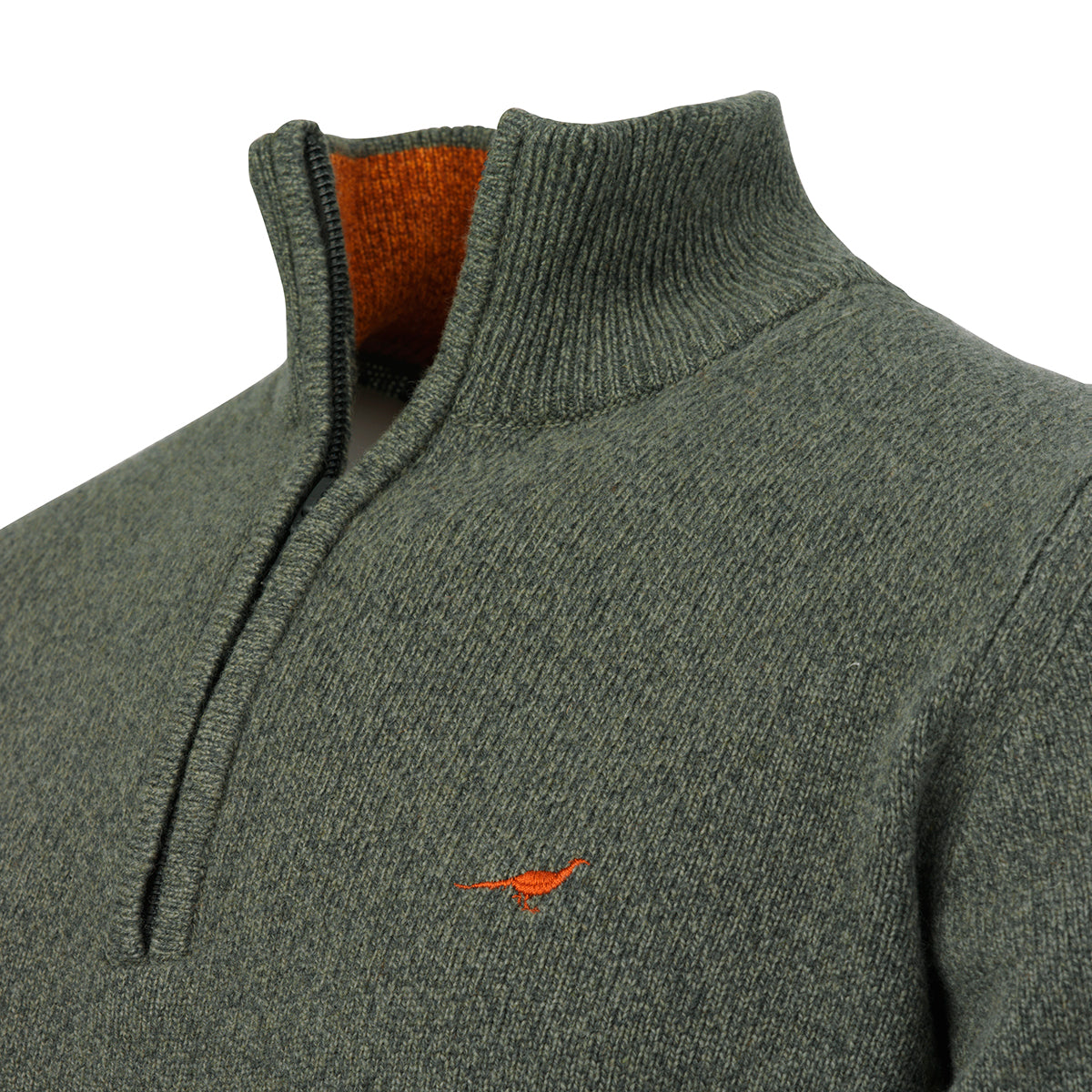 Brompton Zip Neck Lambswool Sweater – Forest