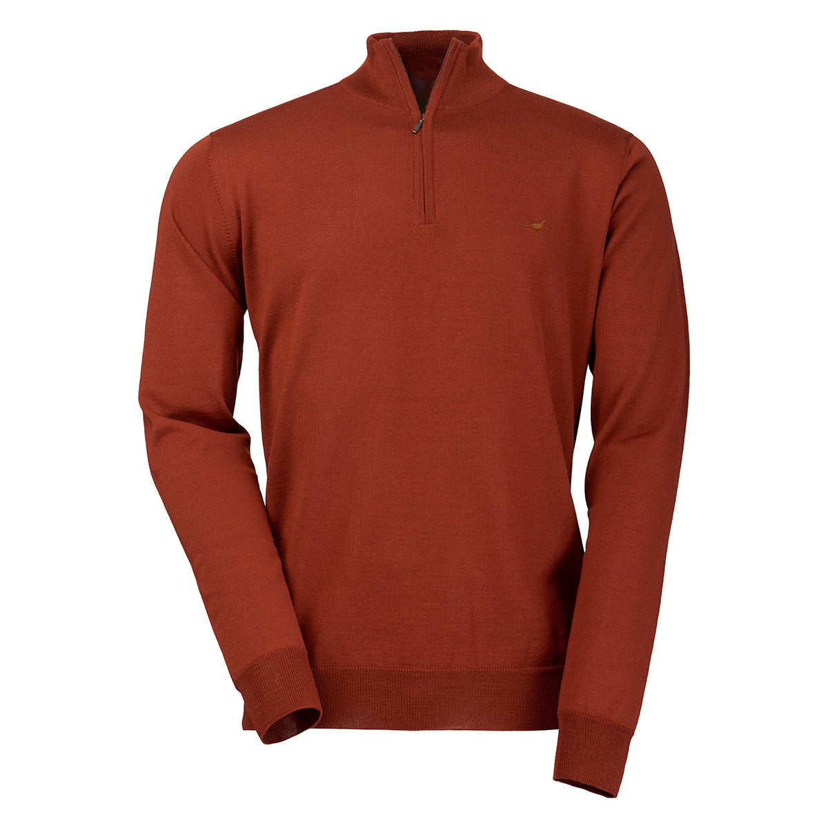 Norfolk Zip Neck Merino Sweater – Burnt Orange