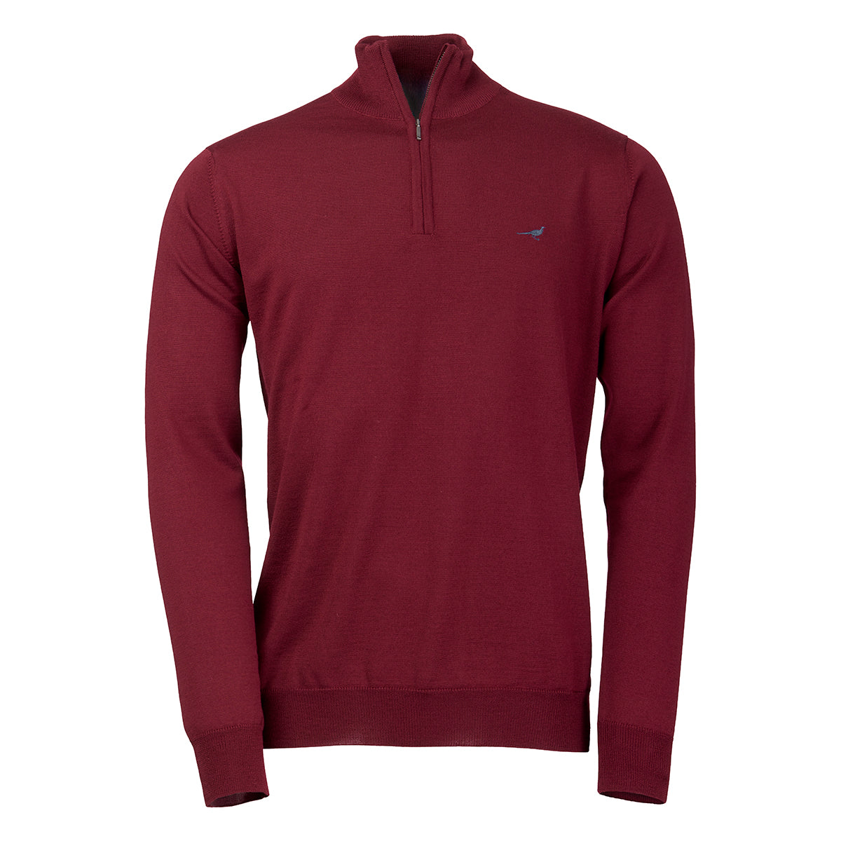 Norfolk Zip Neck Merino Sweater – Bordeaux