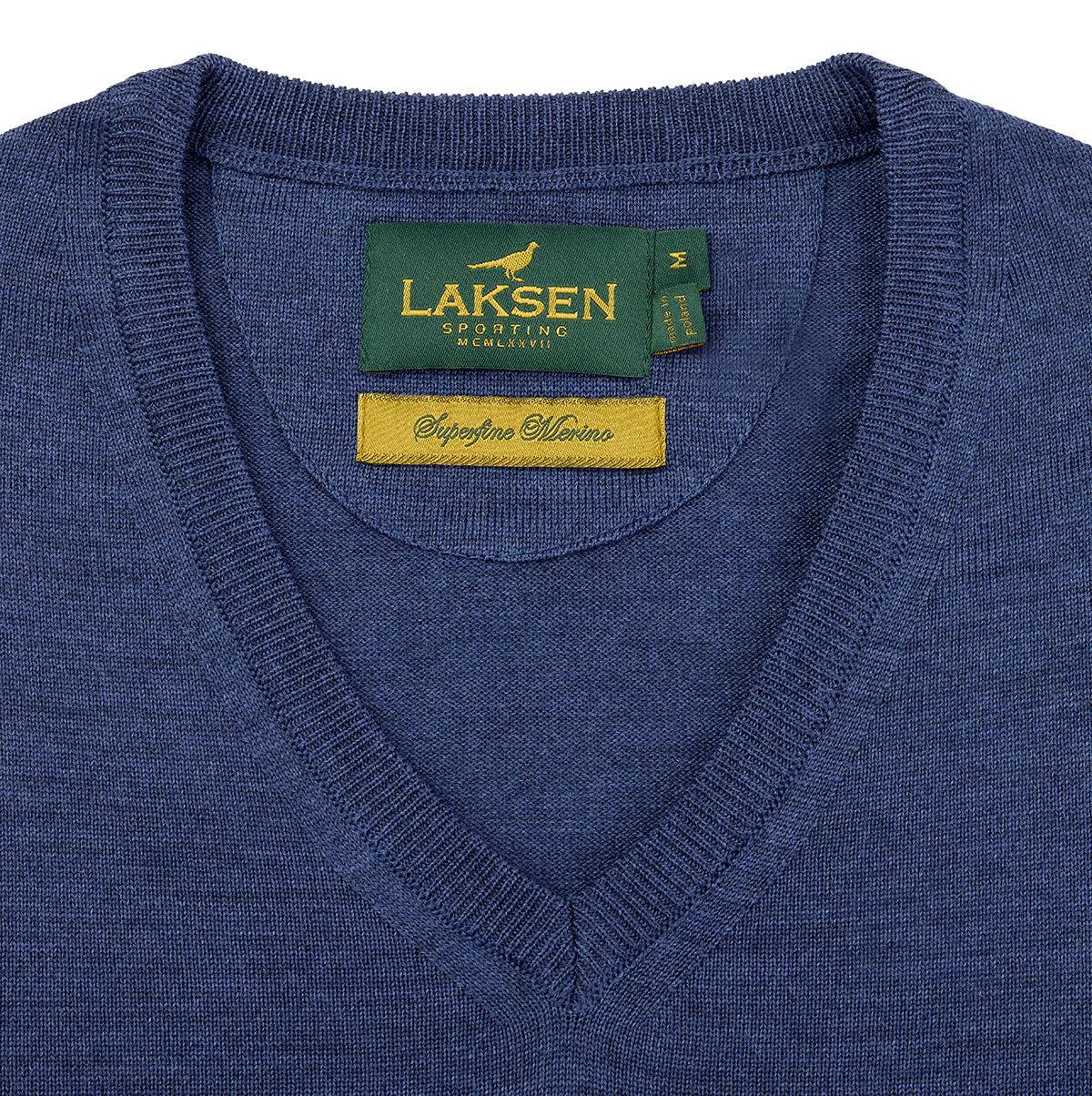 Sussex V-neck Merino Sweater – Corn Blue