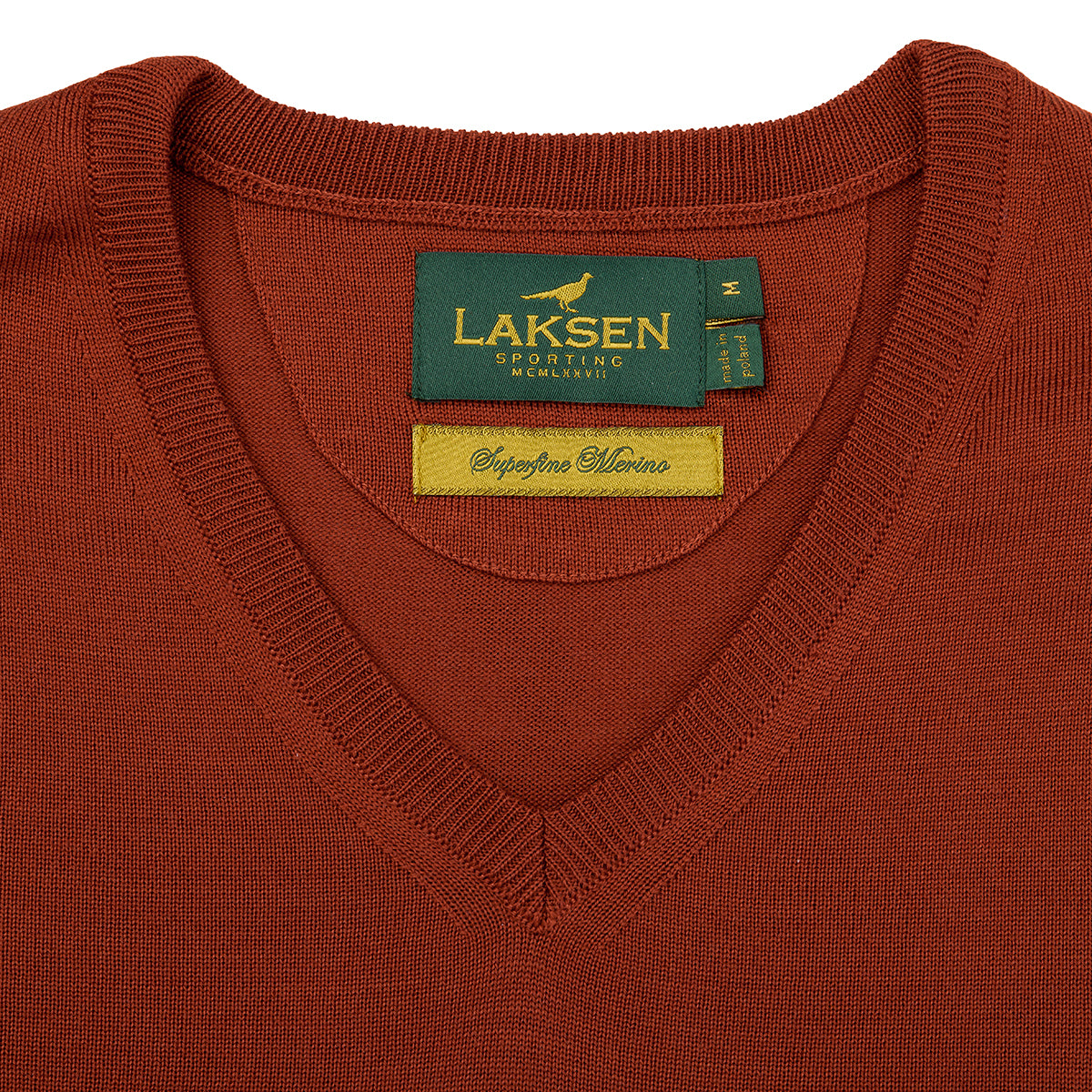 Sussex V-neck Merino Sweater – Burnt Orange