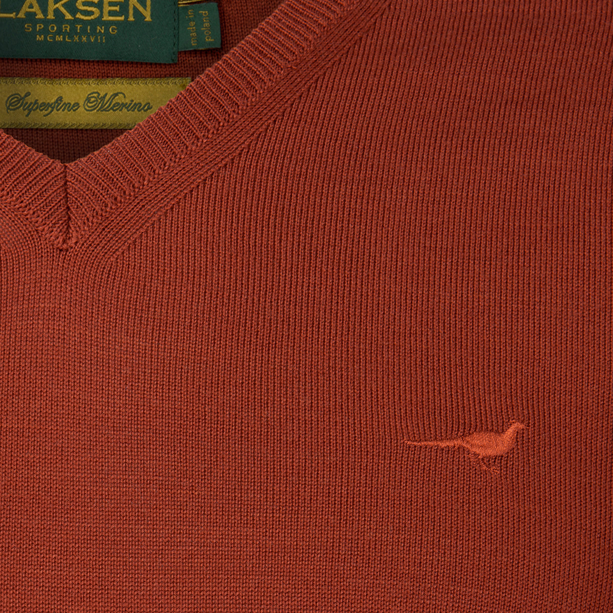 Sussex V-neck Merino Sweater – Burnt Orange