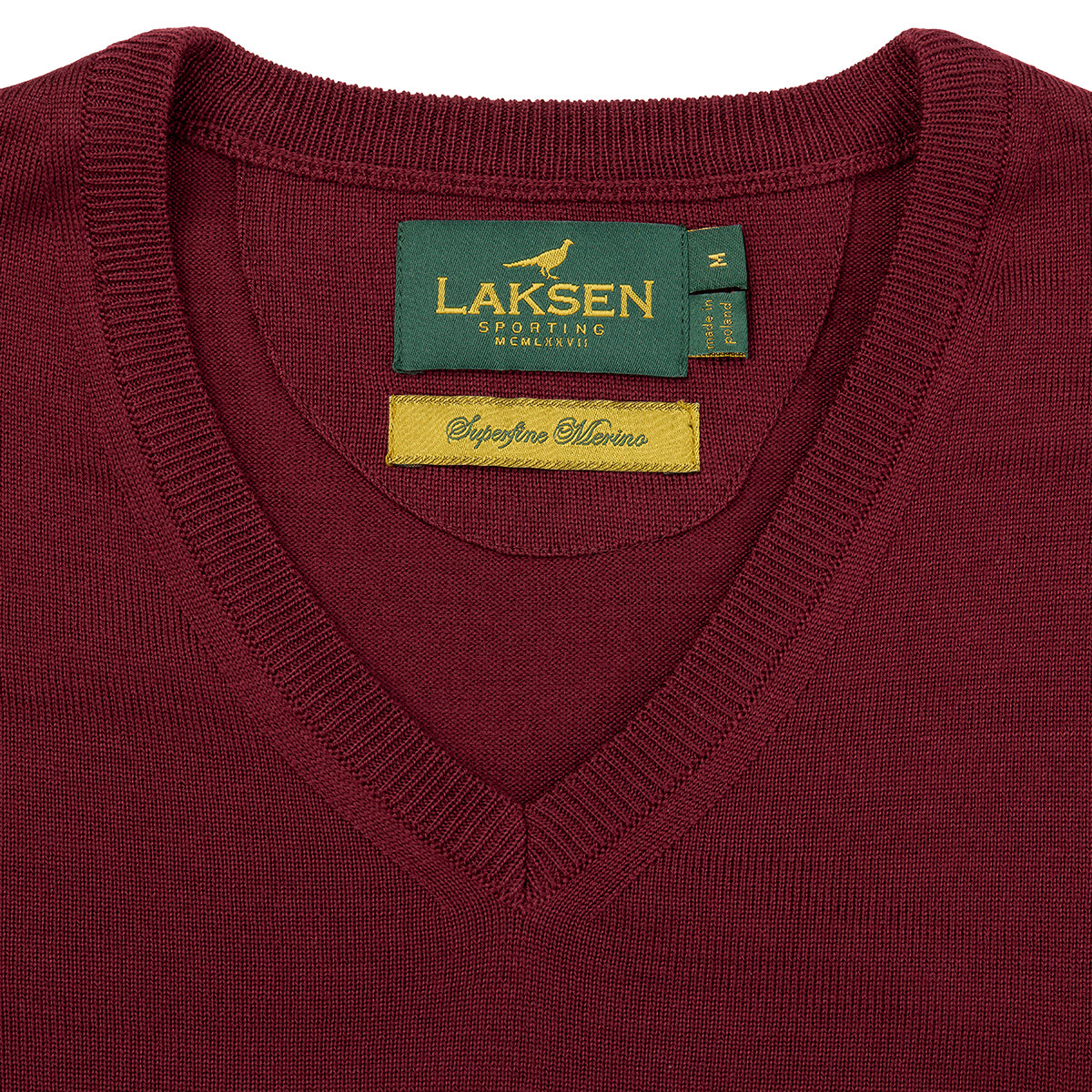 Sussex V-neck Merino Sweater – Bordeaux