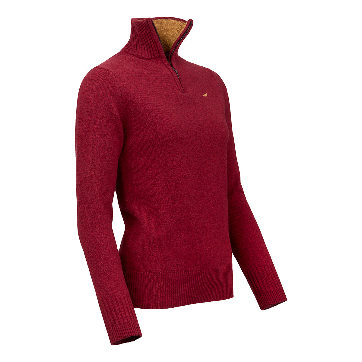 Tyne Zip Neck Lambswool Sweater - Wine