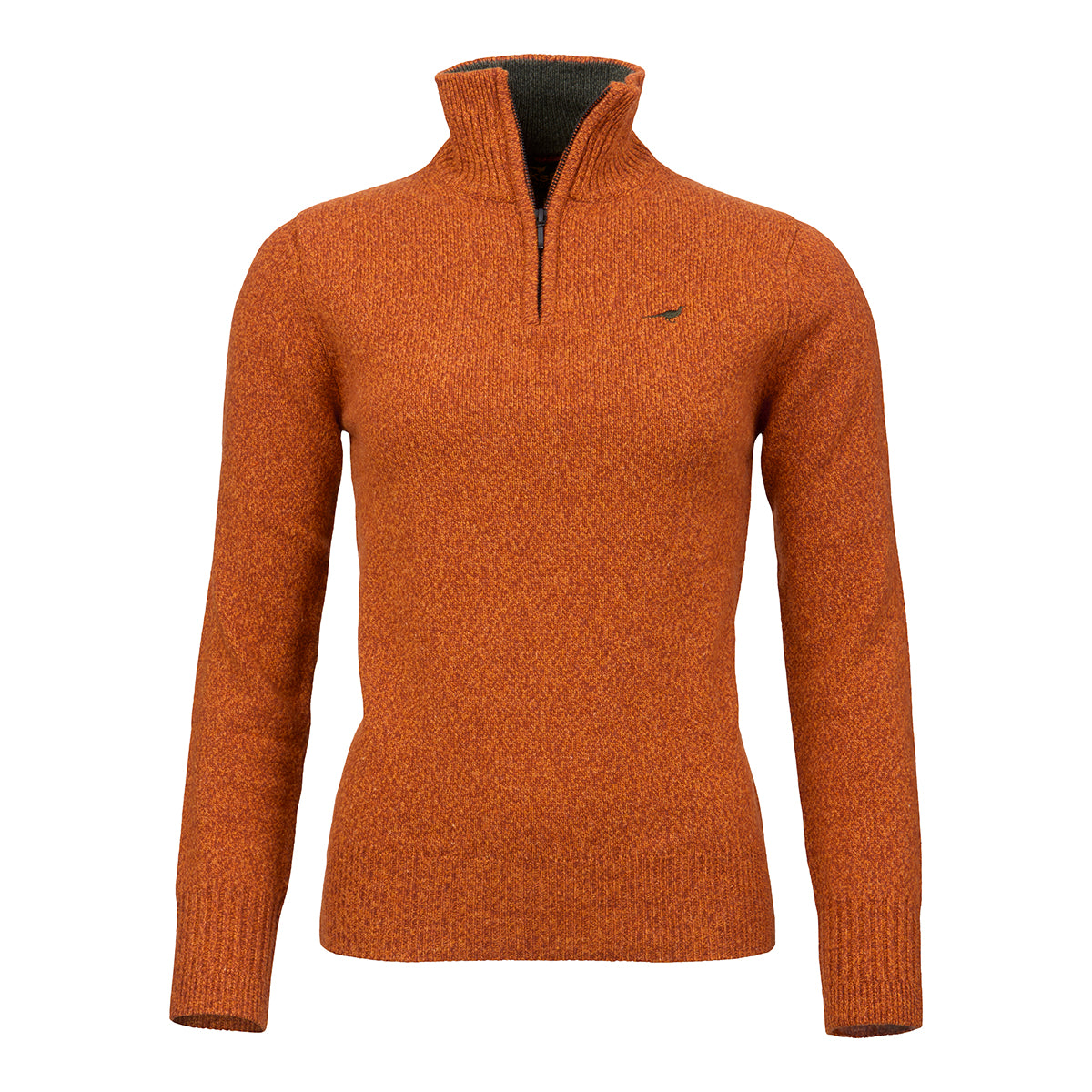 Tyne Zip Neck Lambswool Sweater - Terra