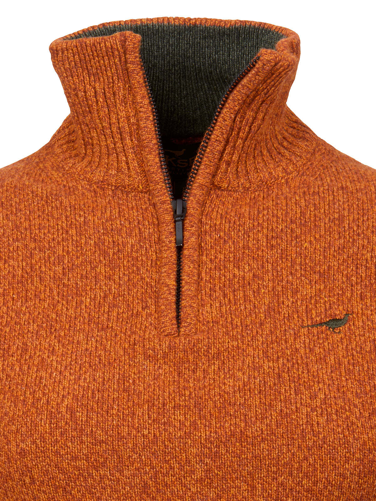 Tyne Zip Neck Lambswool Sweater - Terra
