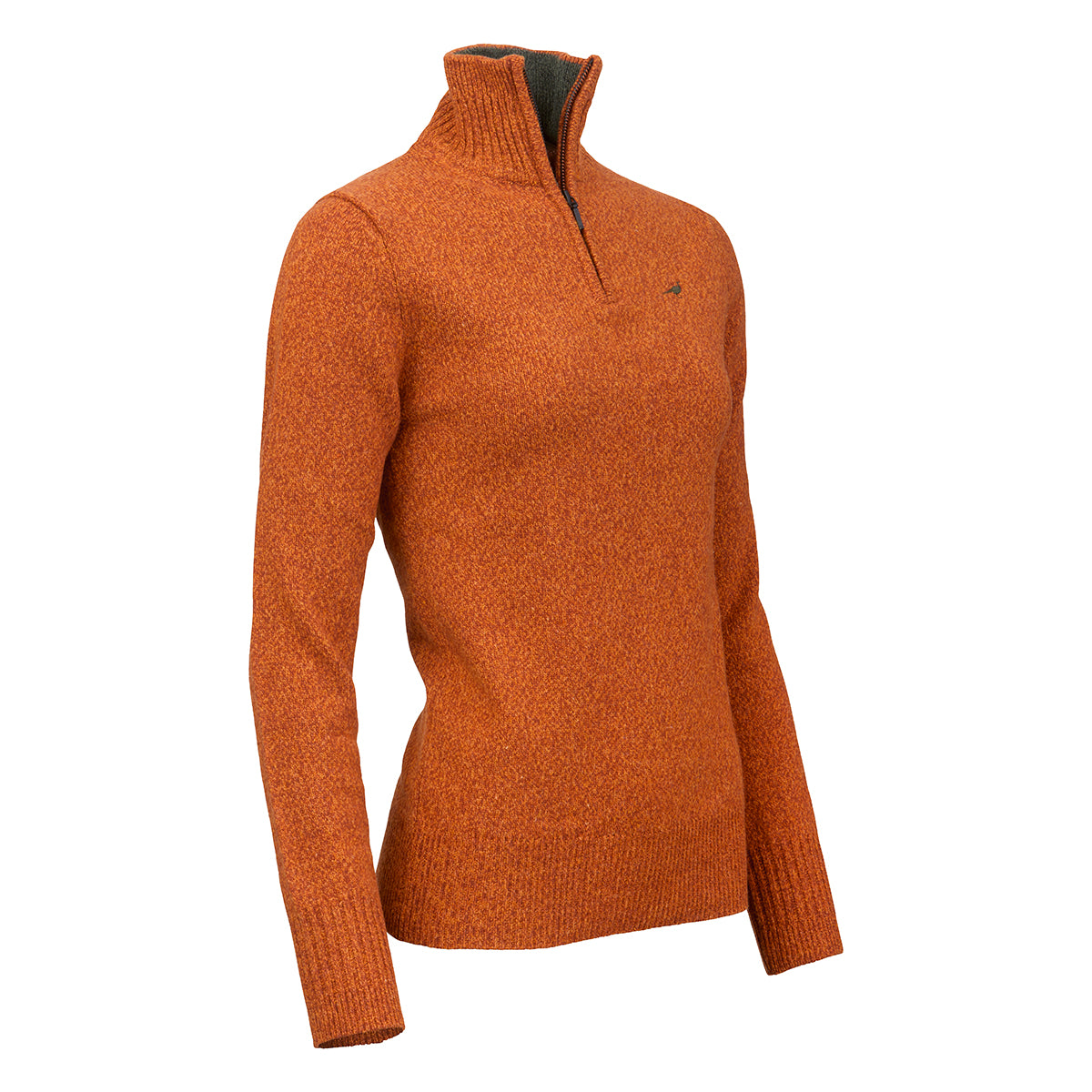 Tyne Zip Neck Lambswool Sweater - Terra