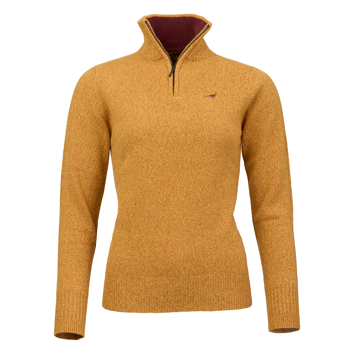Tyne Zip Neck Lambswool Sweater - Gorse