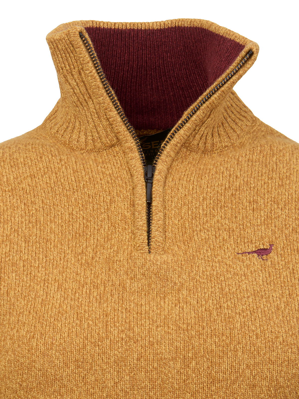 Tyne Zip Neck Lambswool Sweater - Gorse