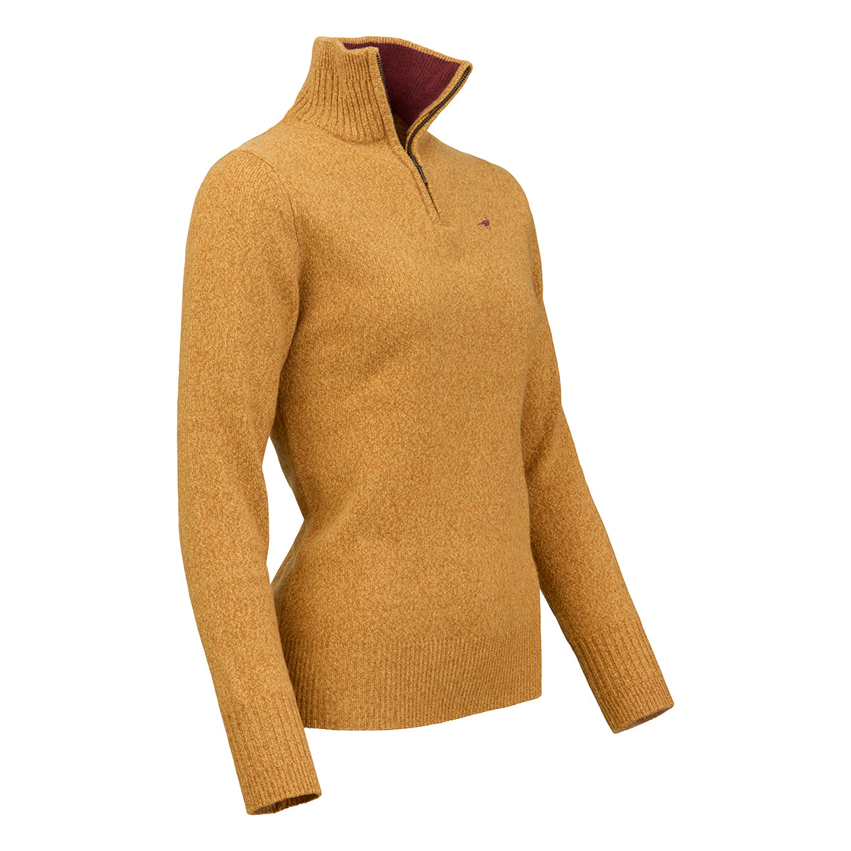 Tyne Zip Neck Lambswool Sweater - Gorse