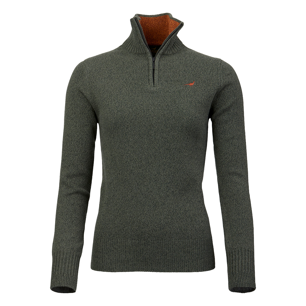 Tyne Zip Neck Lambswool Sweater - Forest