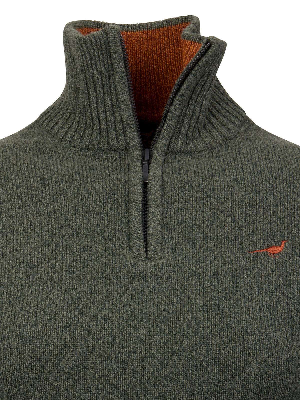 Tyne Zip Neck Lambswool Sweater - Forest