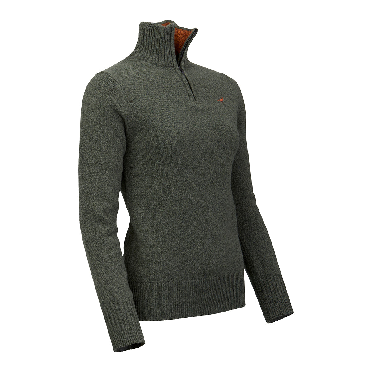 Tyne Zip Neck Lambswool Sweater - Forest