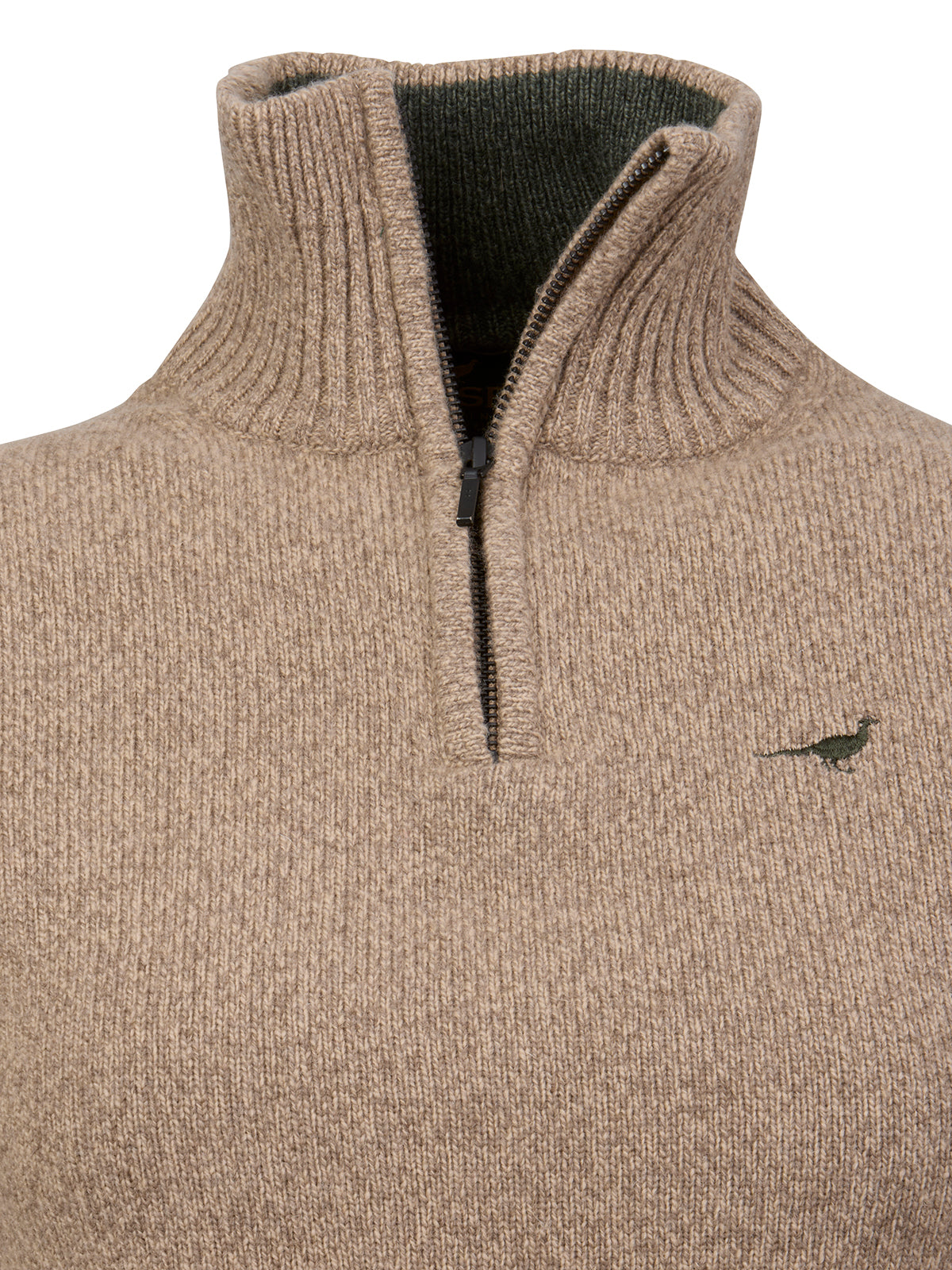 Tyne Zip Neck Lambswool Sweater - Camel