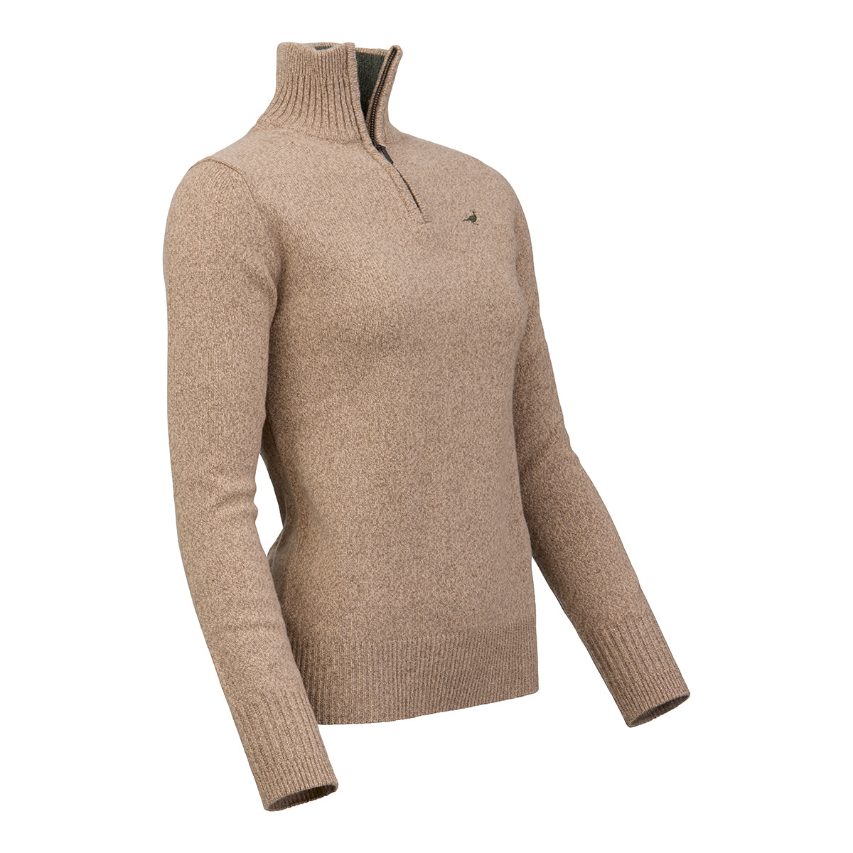 Tyne Zip Neck Lambswool Sweater - Camel