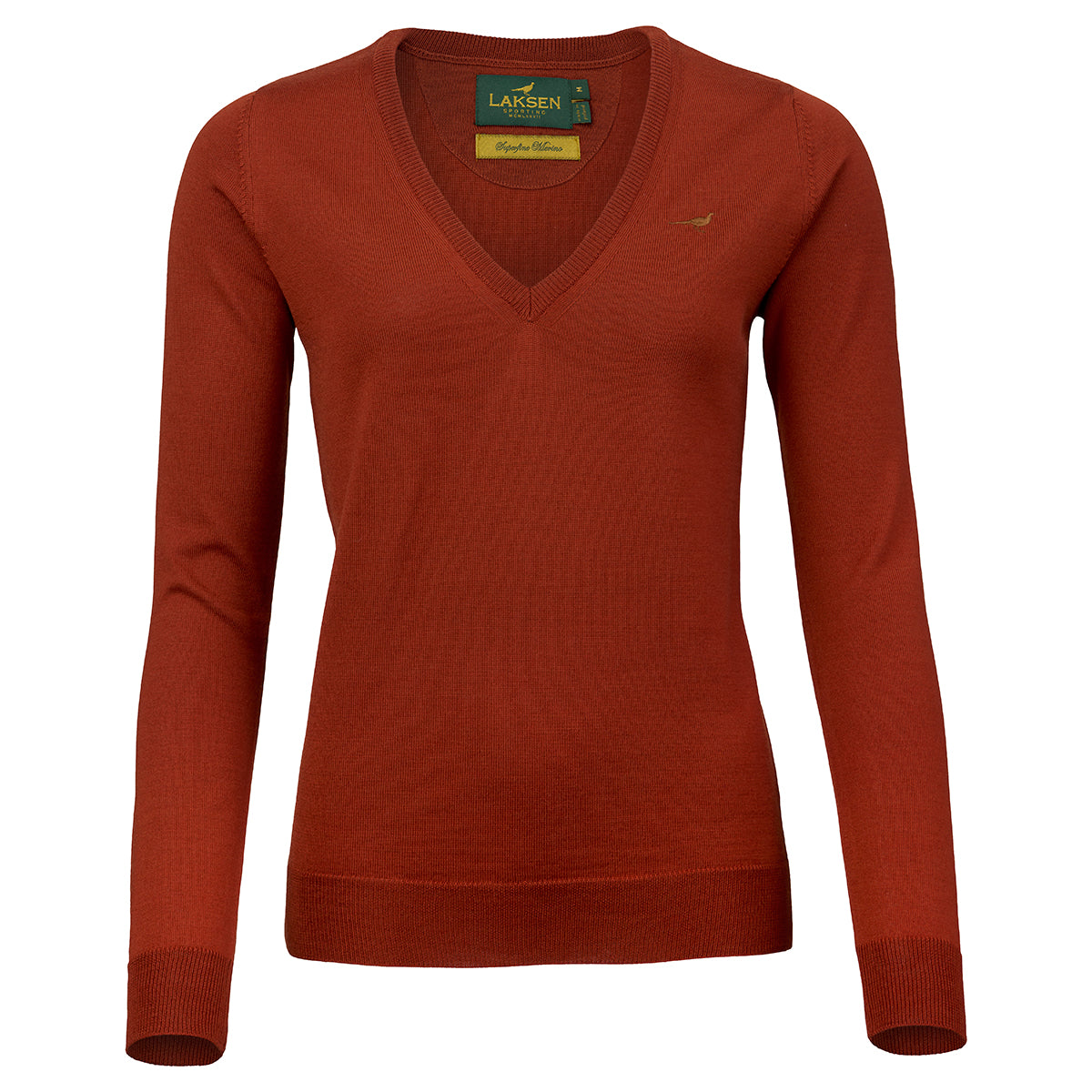 Camilla V-neck Merino Sweater – Burnt Orange