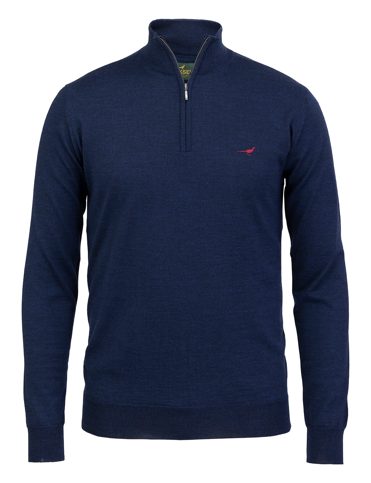Norfolk Zip Neck Merino Sweater - French blue