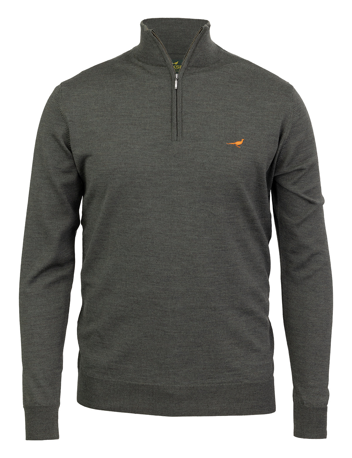 Norfolk zip-neck merino sweater -  loden green