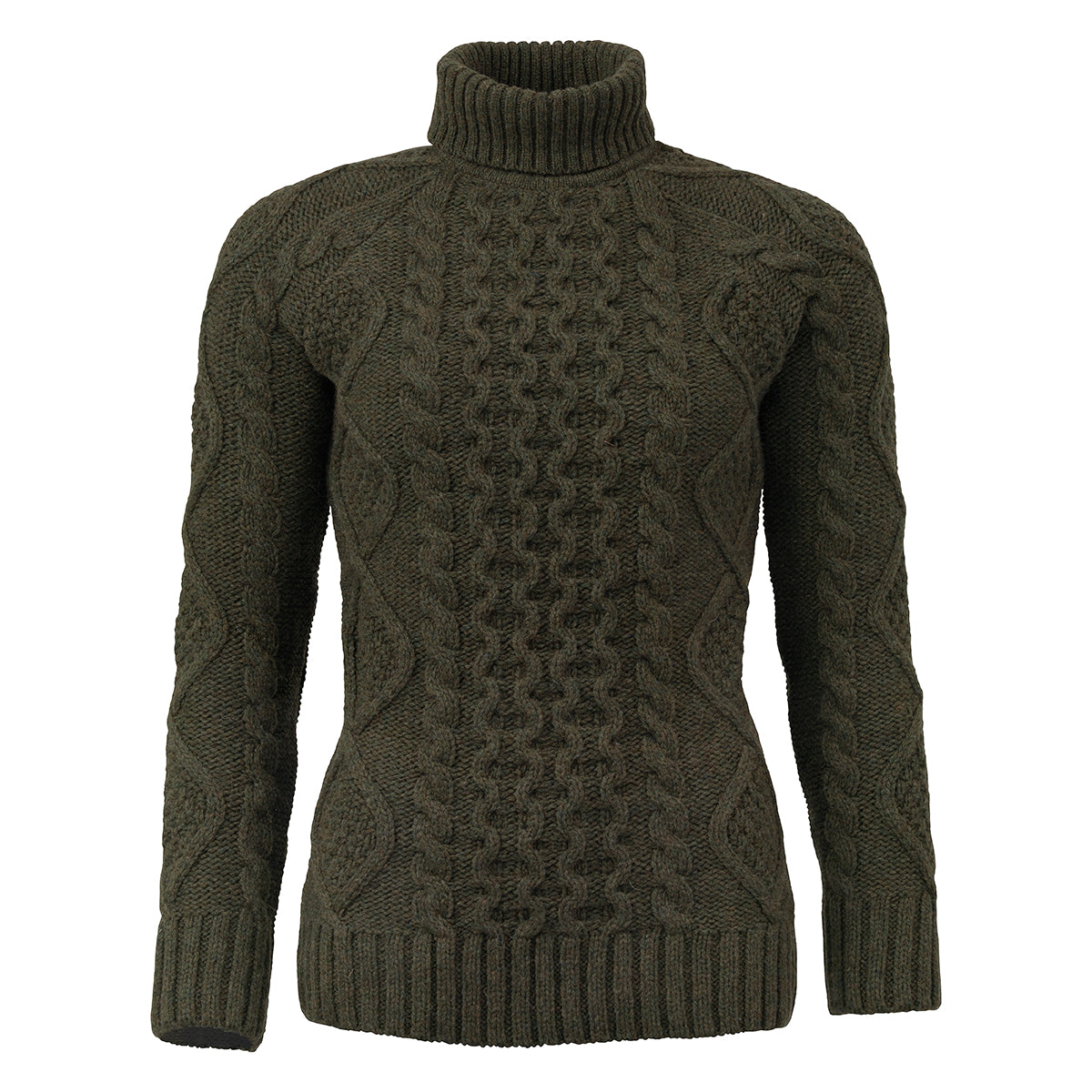 Knightsbridge Cable Knit Turtleneck - Olive