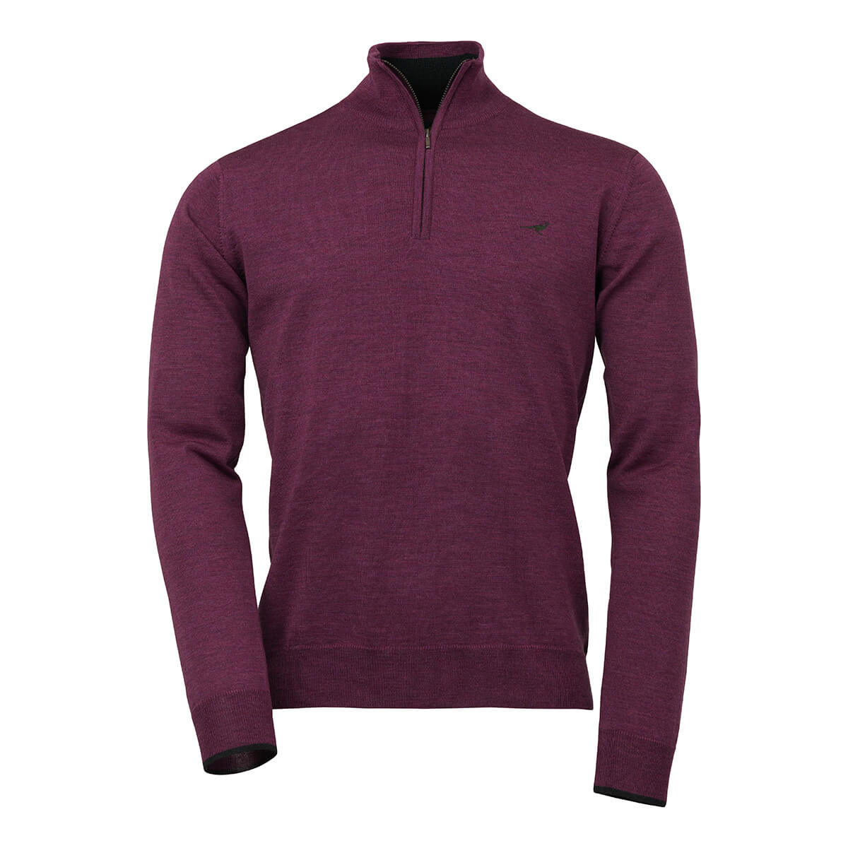 Norfolk Zip Neck Merino Sweater - Heather