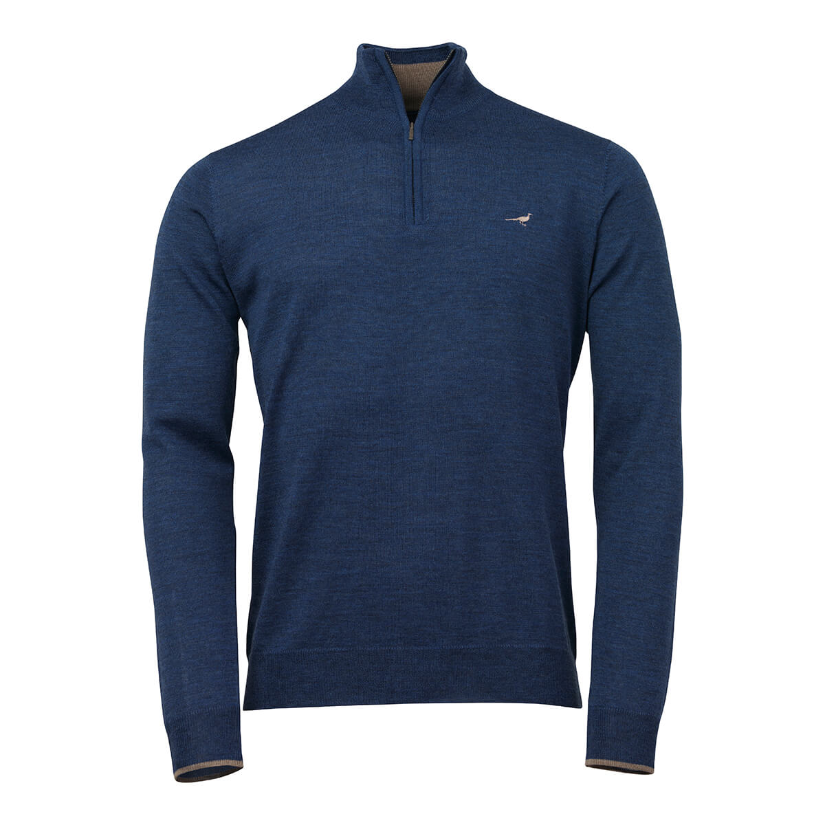 Norfolk Zip Neck Merino Sweater - Cornflower