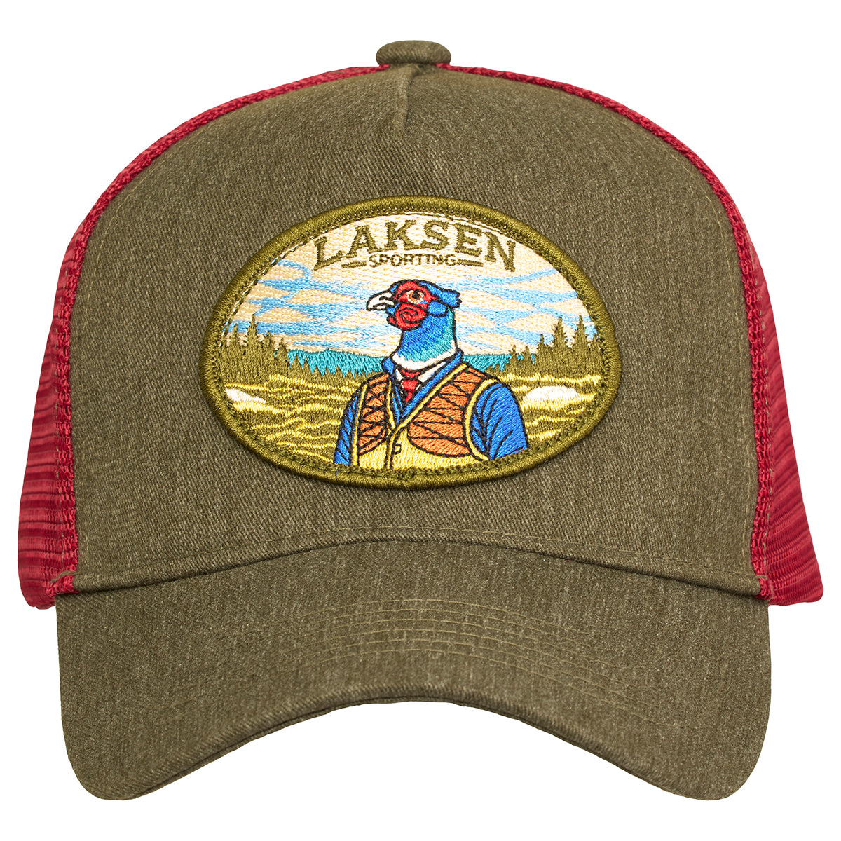 Fasan logo Cap Oliv Rot - Mesh