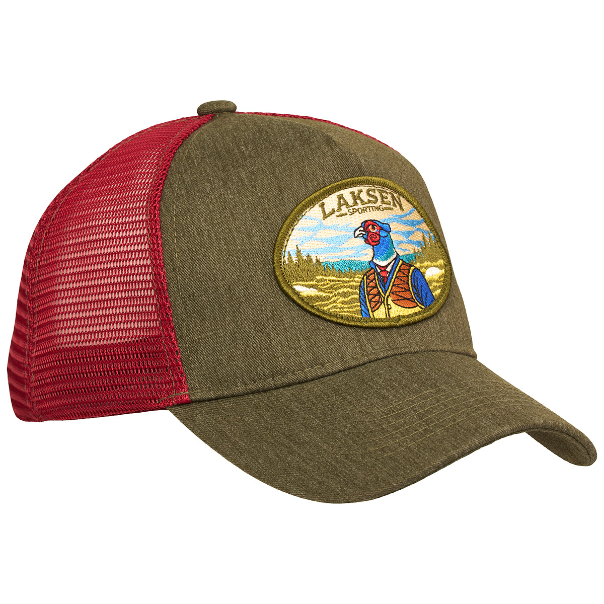 Fasan logo Cap Oliv Rot - Mesh