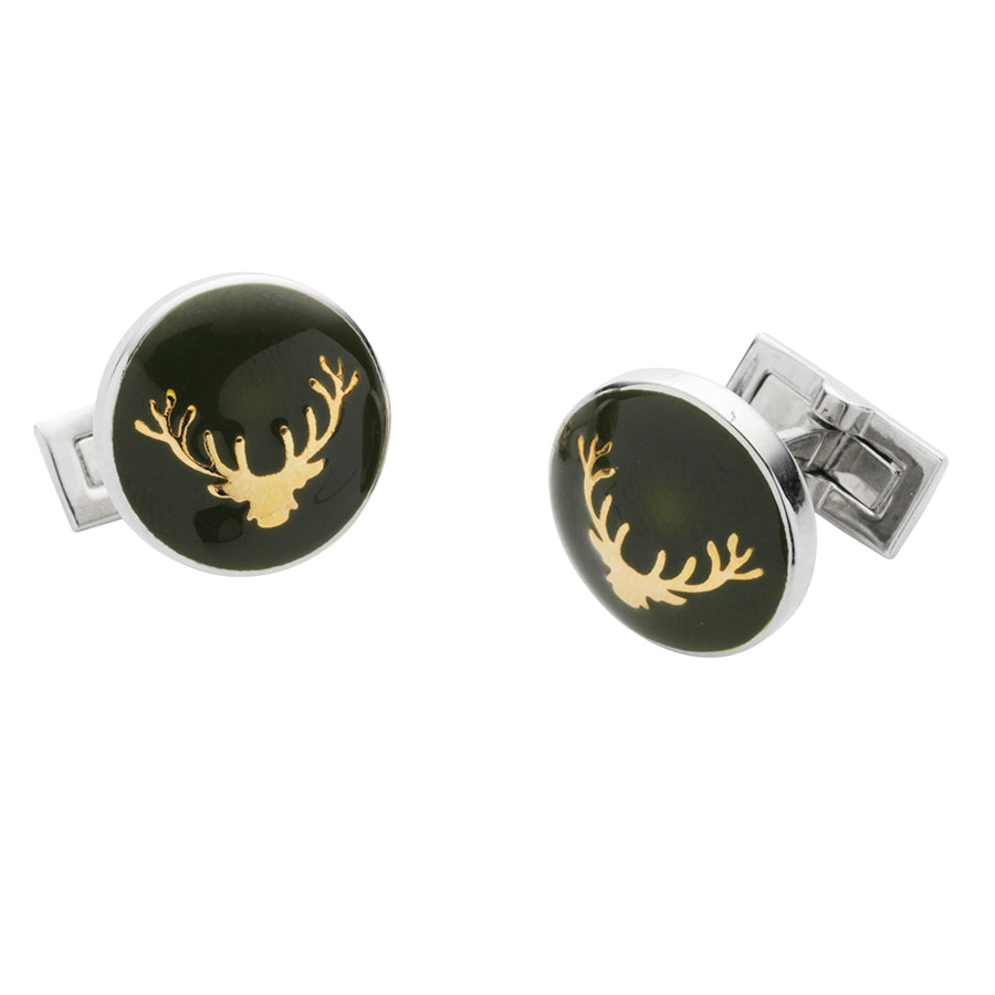 Deer Cufflinks - British Racing Green