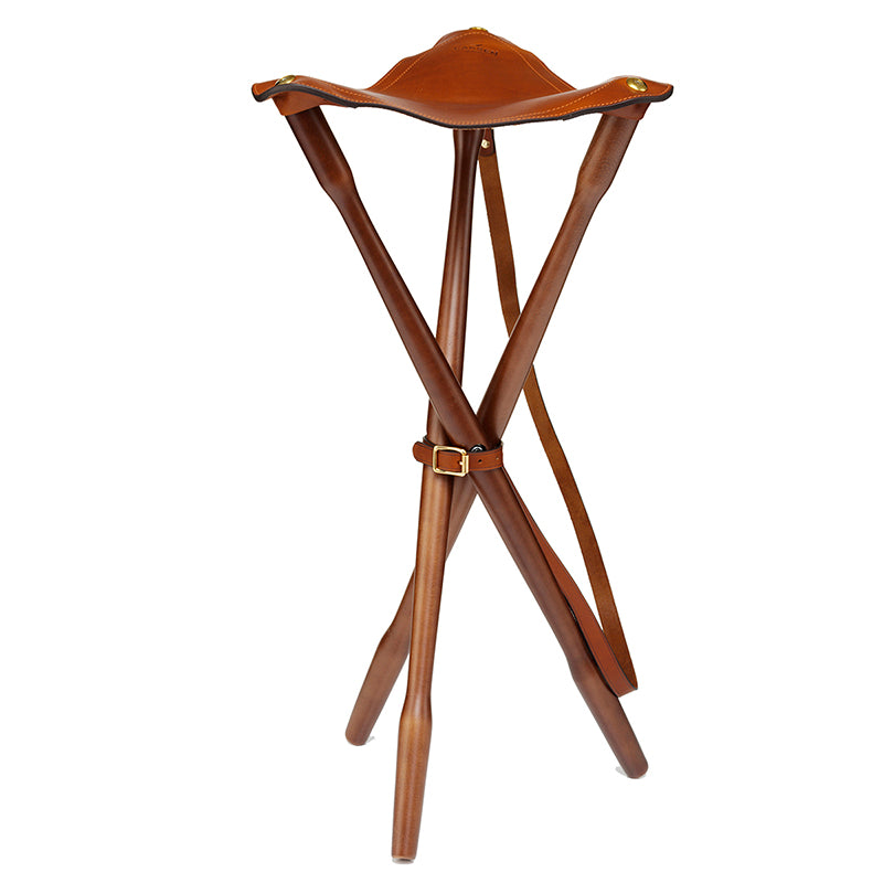 Tripod Hunting Chair in Teak & Leather - Nat. Mahogany