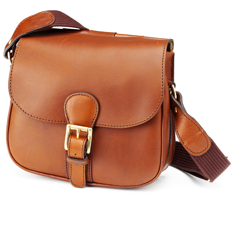 Cartridge Bag in Saddle Leather - Natural Mahogany