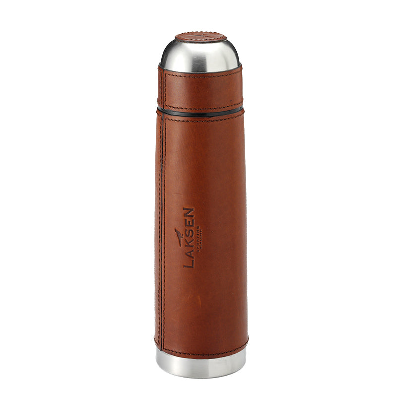 Thermal Flask in Leather - Natural Mahogany