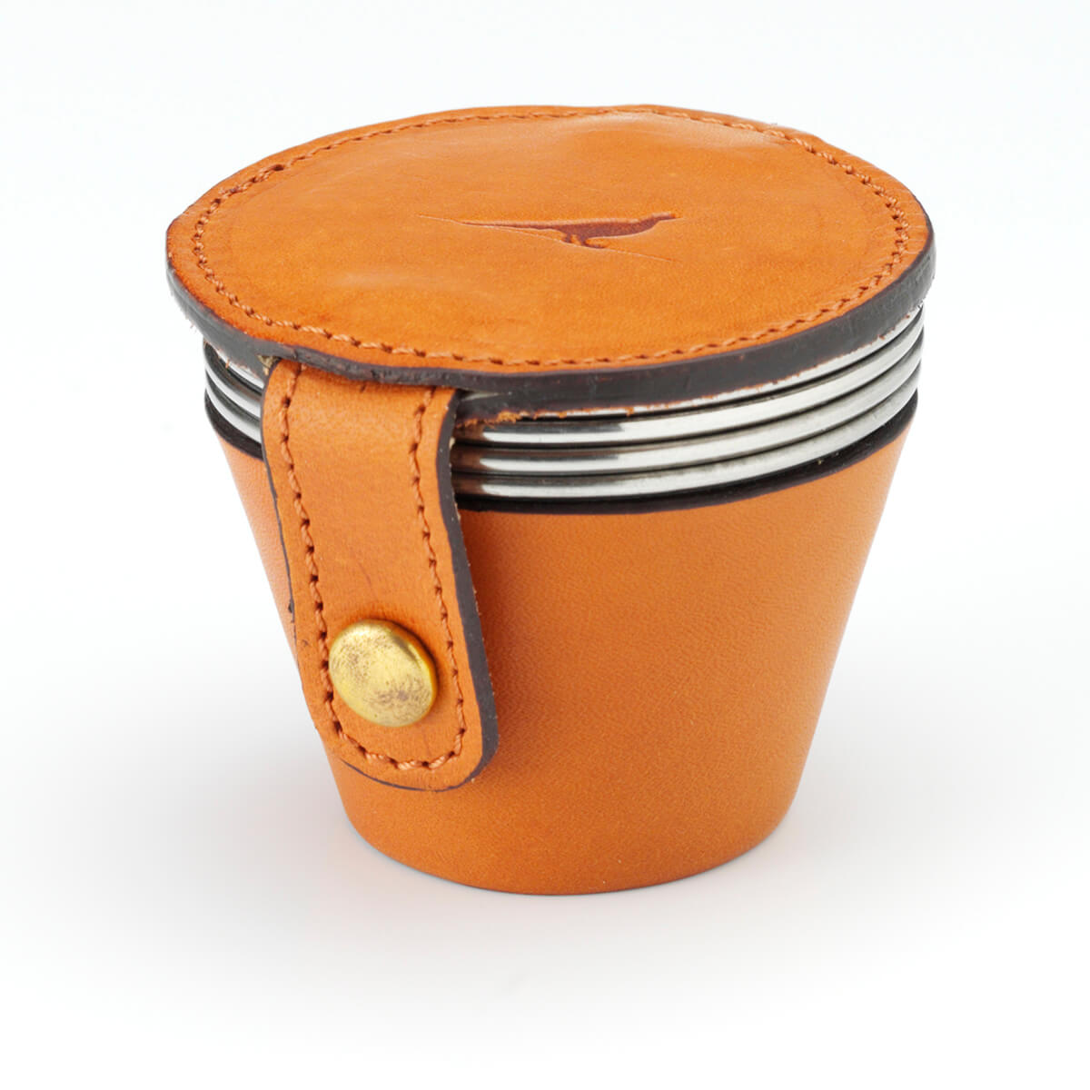 4 Cups in Leather Holder - Natural Oak