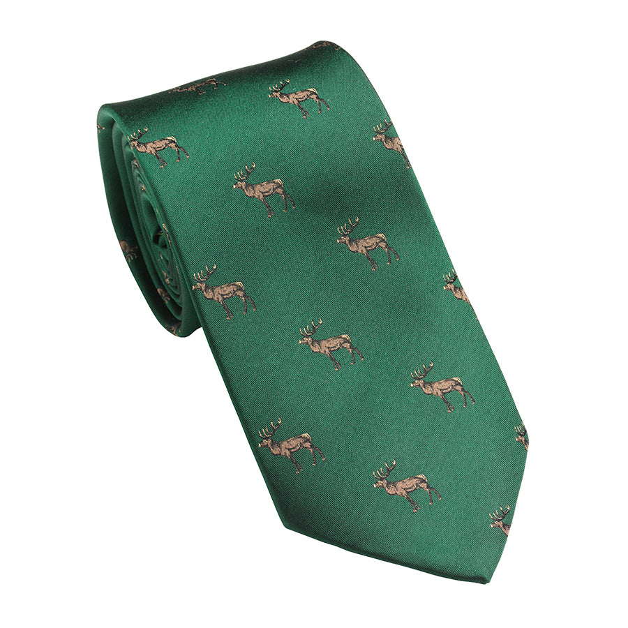 Stag Deer Tie - British Racing Green