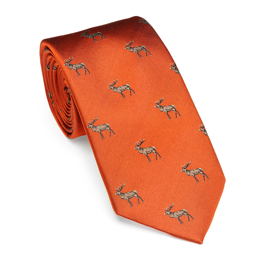 Stag Deer Tie - Orange